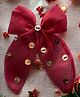 CHOKO Christmas Theme Bow Detailed Sequin Embellished Hair Clip - Red & Silver