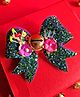 CHOKO Christmas Theme Glitter Detailed Bow Clip - Green & Gold