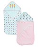 My Milestones 100% Cotton Interlock Baby Wrapper Ice Cream Print Pack Of 2 - Blue & Pink