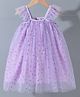 Kookie Kids Singlet Sleeves Frock With Heart Foil Print - Purple