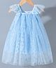 Kookie Kids Singlet Sleeves Party Frock With Heart Print - Blue