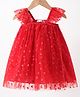 Kookie Kids Singlet Sleeves Frock With Heart Print -  Red
