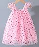 Kookie Kids Singlet Sleeves Frock With Heart Foil Print - Pink