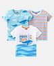 Babyhug Cotton Knit Half Sleeves T-Shirts Shark Printed & Striped Pack of 3 - Blue