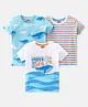 Babyhug Cotton Knit Half Sleeves T-Shirts Shark Printed & Striped Pack of 3 - Blue