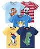 Babyhug 100% Cotton Knit Half Sleeves T-Shirts with Dino & Panda Graphics  Pack of 5 - Multicolour
