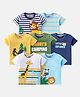 Babyhug 100% Cotton Knit Half Sleeves T-Shirts with Lion & Bear Graphics Pack of 7- Multicolour