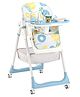 Pineapple Design 4 in 1 multifunctional Baby High Chair  with Adjustable Backrest/Footrest/Seat Height, Foldable with 4 Wheels, Double Removable Tray-Blue