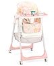Pineapple Design 4 in 1 multifunctional Baby High Chair  with Adjustable Backrest/Footrest/Seat Height, Foldable with 4 Wheels, Double Removable Tray-Pink