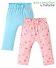 Babyoye Eco Conscious 100% Cotton Interlock with Eco Jiva Finish Full Length Leggings Floral Print Pack Of 2 - Blue & Pink
