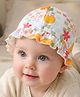 Babyoye Eco Conscious Interlock  100% Cotton Knit Cap with Eco Jiva Finish Cap Orange & Floral Print - White