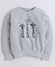 Aww Hunnie Full Sleeves Giraffe Printed Cotton Terry Autumn Winter Sweatshirt - Grey