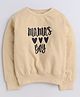 Aww Hunnie Full Sleeves Mamas Boy Text Printed Cotton Terry Autumn Winter Sweatshirt -Beige