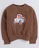 Aww Hunnie Full Sleeves Girl Driving Jeep Printed Cotton Terry Autumn Winter Sweatshirt - Brown