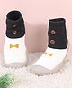 Cute Walk by Babyhug Slip On Sock Shoes Bow Design- Black Yellow & White