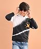 Lilpicks Couture Full Sleeves Tie Dye Effect Hooded Sweatshirt - Black & White