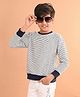Lilpicks Couture Full Sleeves Striped Sweatshirt - White & Blue