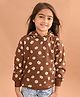 Lilpicks Couture Full Sleeves Floral Printed  Terry Fleece  Hooded Sweatshirt - Brown