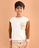 Lilpicks Couture Full Sleeves Colour Blocked Sweatshirt - White & Brown