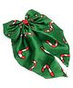 SKD Christmas Theme Candy Stick Printed  Satin Big Bow Hair Clip - Green