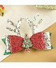 Asthetika Christmas Theme Shimmer Bow & Tree Embellished Hair Clip -Red