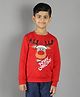 Ninos Dreams Christmas Theme Full Sleeves Reindeer Printed Fleece Sweatshirt - Red