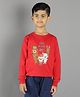 Ninos Dreams Christmas Theme Full Sleeves Santa Claus & Reindeer Printed Fleece Sweatshirt - Red