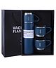 New Pinch Stainless Steel Thermo Vacuum Insulated Bottle with 3 Cups for Hot & Cold Drinks Portable Water Flask with Cups Blue - 500 ml