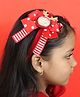 Kamule Christmas Theme Reindeer Sequin Detailed &  Polka Dot Printed Bow Hair Band - Red
