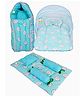 Kwitchy Combo of Baby Mattress with Net Sleeping Bag 4 Pcs Bedding Set -  Green