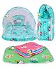 Kwitchy New Born Baby Bedding Set Combo Mattress with Net Sleeping Bag & Plastic Sheets - Aqua Green