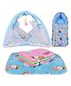 Kwitchy New Born Baby Sleeping Essential Combo of Mattress with Net Sleeping Bag Nappy Changing Mats Set - Blue