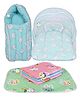 Kwitchy New Born Baby Bedding Set Gift Combo Pack of Net Bed Sleeping Bag & Plastic Sheets - Aqua Green
