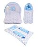 Toddylon Baby Bedding Combo Mattress with Net Sleeping Bag 4 Pcs Gaddi Set - Blue