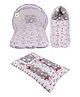 Toddylon Baby Bedding Combo Mattress with Net Sleeping Bag 4 Pcs Gaddi Set - Grey