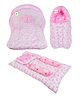 Toddylon Baby Bedding Combo Mattress with Net Sleeping Bag 4 Pcs Gaddi Set - Pink