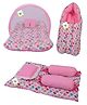 Toddylon New Born Baby Bedding Set Mosquito Net Bed Sleeping Bag & Gaddi Set - Pink