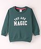 Pink Rabbit Looper Full Sleeves Sweatshirt Text Print - Olive Green