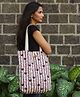 Rustic Blends Block Printed Shopping Tote Bag having Flowers print with Stripes  in Red