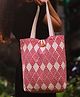 RusticBlends Block Printed Shopping Tote Bag with Geometric in Red