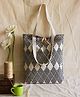 Rustic Blends Block Printed Shopping Tote Bag with Geometric in Black,
