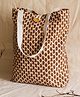 RusticBlends Block Printed Shopping Tote Bag with Chevron in Brown
