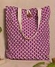Rustic Blends Block Printed Shopping Tote Bag with Chevron in Pink Purple