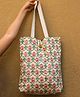 Rustic Blends Block Printed Shopping Tote Bag with  Mughal Trellis  in Green Red