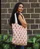 Rustic Blends Block Printed Shopping Tote Bag with Mughal Trellis - Yellow Orange