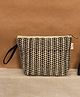 Rustic Blends Block Printed Multipurpose Pouch  Tiny Triangles in Black