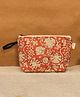 Rustic Blends Block Printed Multipurpose Pouch In Rust Florals
