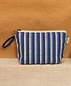 Rustic Blends Block Printed Multipurpose Pouch with Double Stripes in Blue