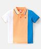 Babyhug 100% Cotton Knit Half Sleeves Polo T-Shirt With Embroidery Detailing - White Orange & Blue