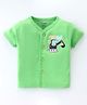 Cucumber Cotton Interlock Knit Half Sleeves Front Open Vests Construction Vehicle Print - Green